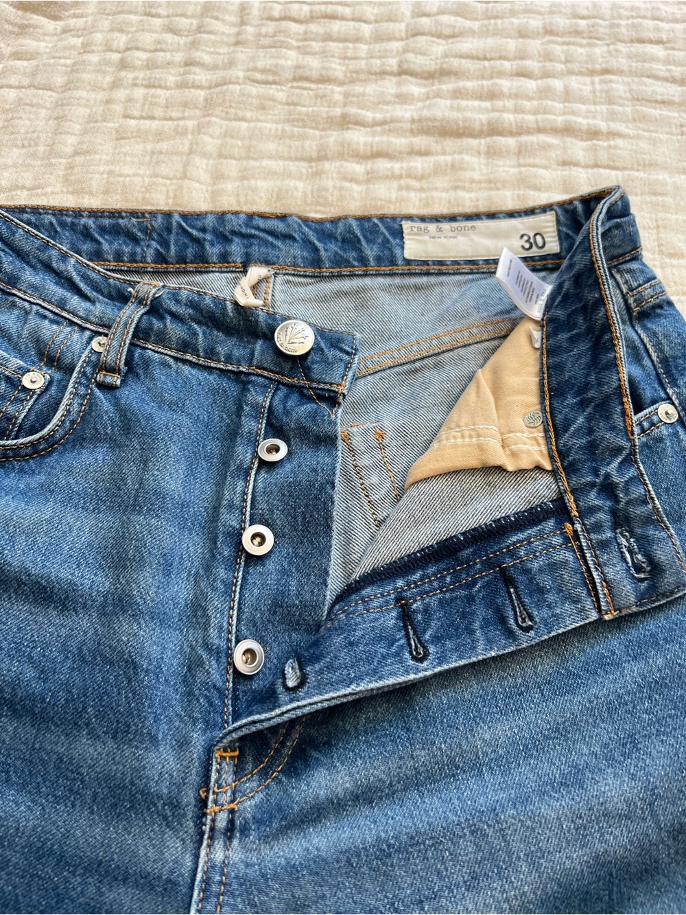 Rag & Bone Wide Leg Jeans Size 30x30 Clearwater Blue Maya High Rise Button Fly - Picture 4 of 12